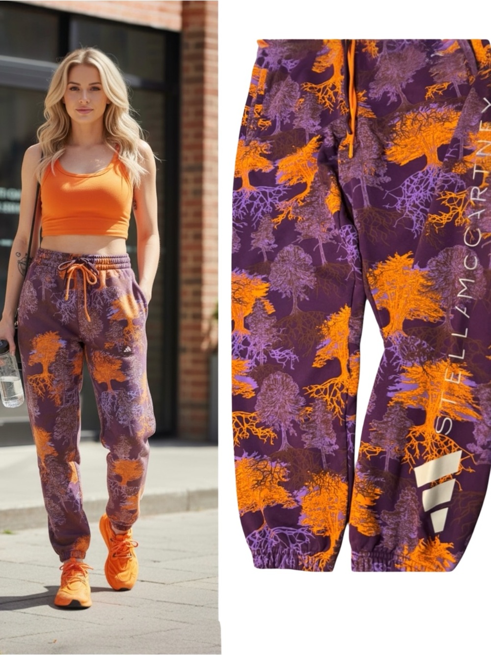 Adidas x Stella McCartney Printed Joggers Psychedelic Tree Purple & Orange Large